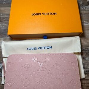 Louis Vuitton Blush Pink Embossed Clutch Monogram Wallet New